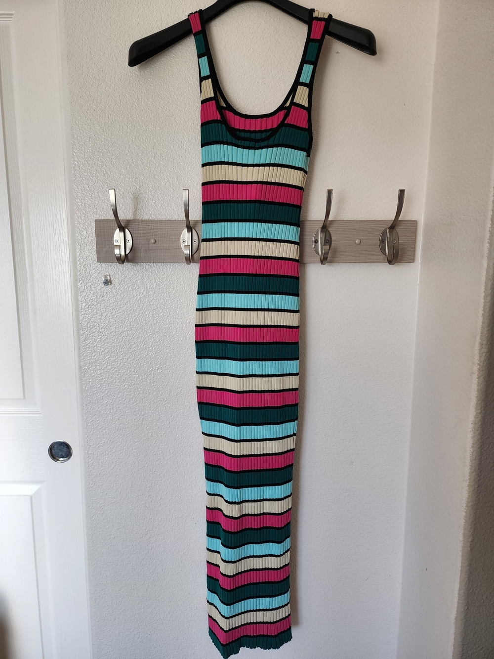 Fashion Nova 1X Striped Ribbed Knit Maxi Dress Side Slit